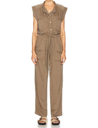 ISABEL MARANT Suzie Cap Sleeves Jumpsuit in khaki - women's pants