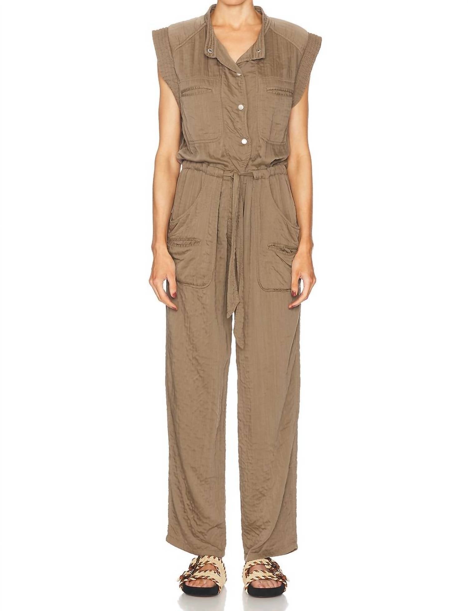 ISABEL MARANT Suzie Cap Sleeves Jumpsuit in khaki - women's pants