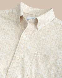 SOUTHERN TIDE Men's Intercoastal Leagally Frond Sportshirt in whitecap khaki - men's shirt - detail view