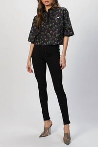 PRINTED CROPPED BLOUSE