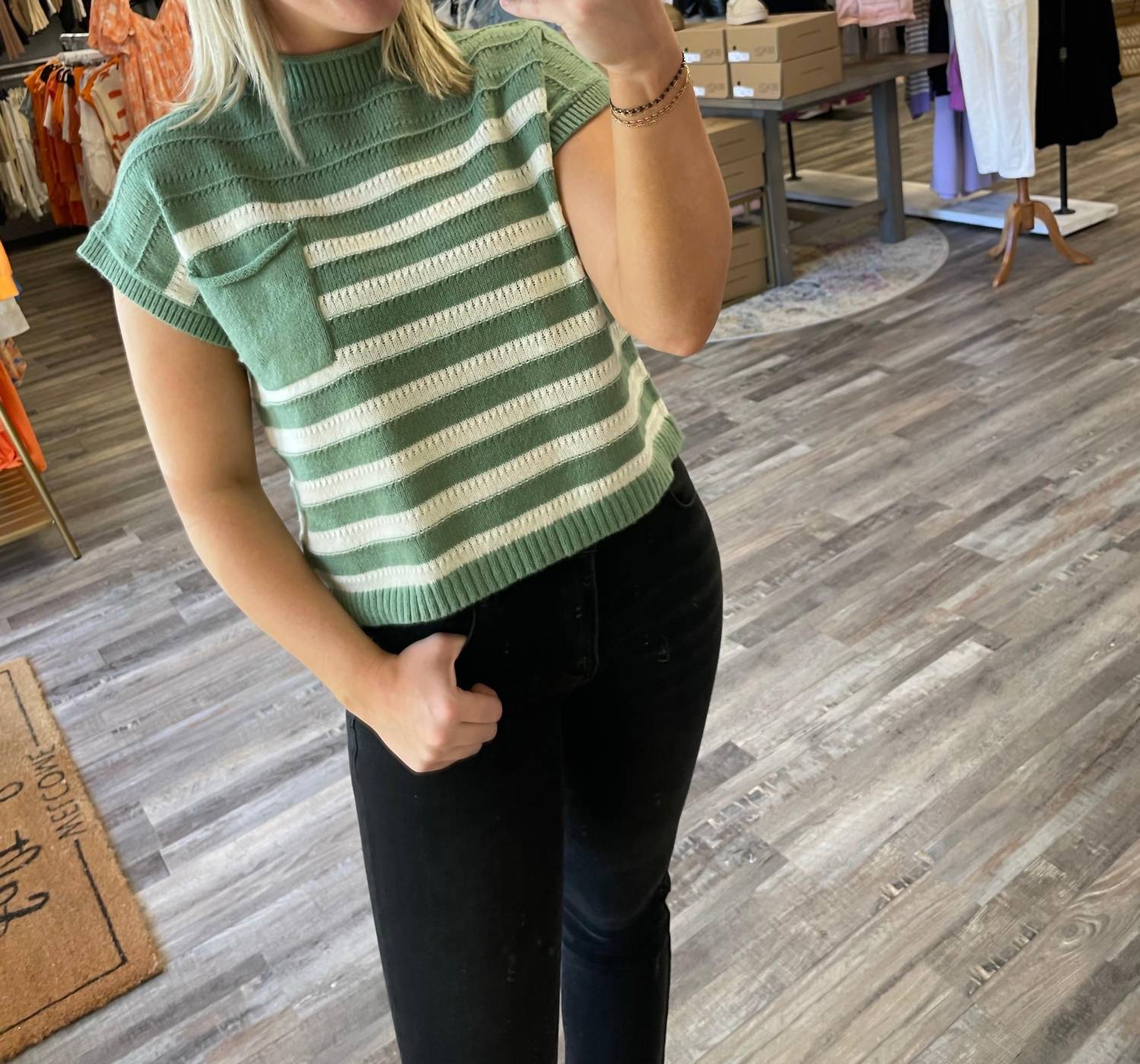 Peach Love - Striped Sweater Vest
