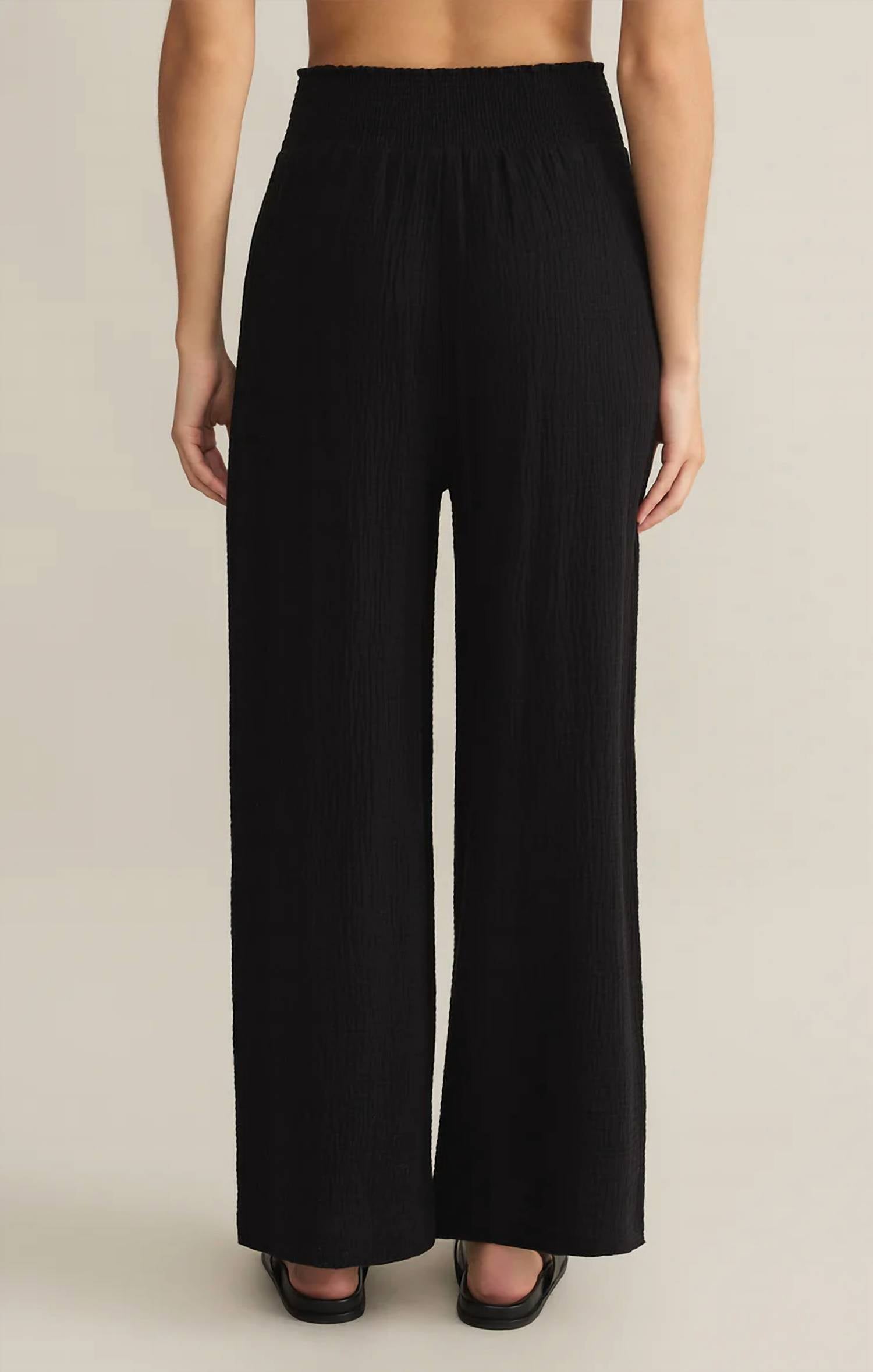 Z Supply Cassidy Gauze Full Length Pant in black - women's pants - detail view