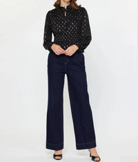 Current Air - Celeste Metallic Foil Dot Peplum Top