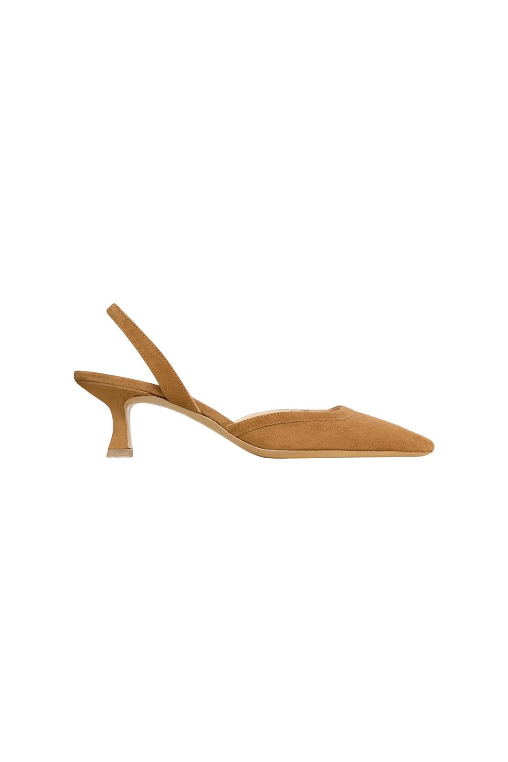 Ann Mashburn Women's Slight Square Slingback Heels in dark camel suede - women's heels