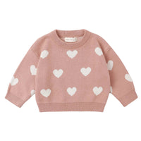 Quincy Mae - Girls Heart Knit Sweater