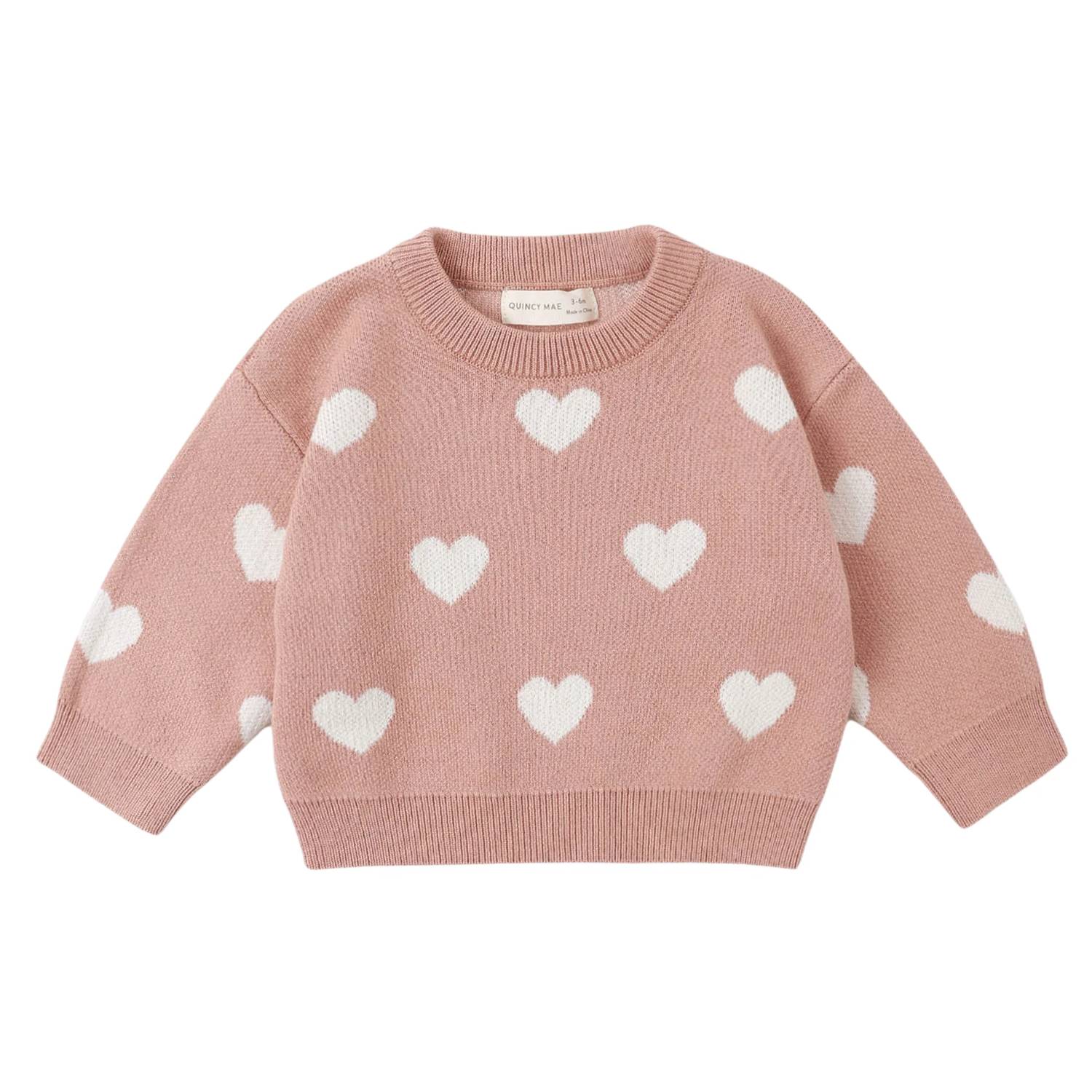 Quincy Mae - Girls Heart Knit Sweater