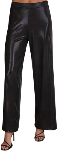 Venti6 - Elastic Waistband Metallic Wide Leg Pants