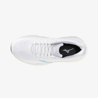 MIZUNO Women's Wave Horizon 8 Shoe in white tanager turquoise - women's shoe - detail view