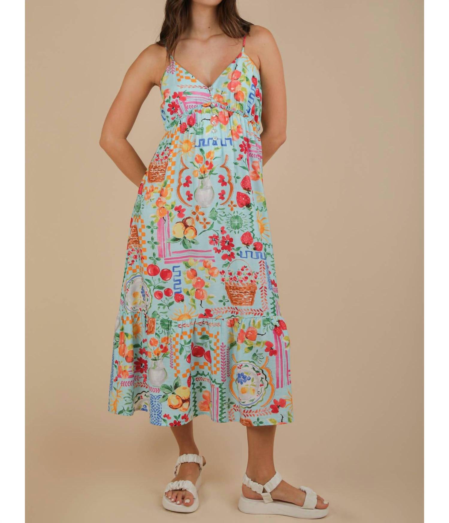 Endless Blu. - Summer Sky Midi Printed Dress