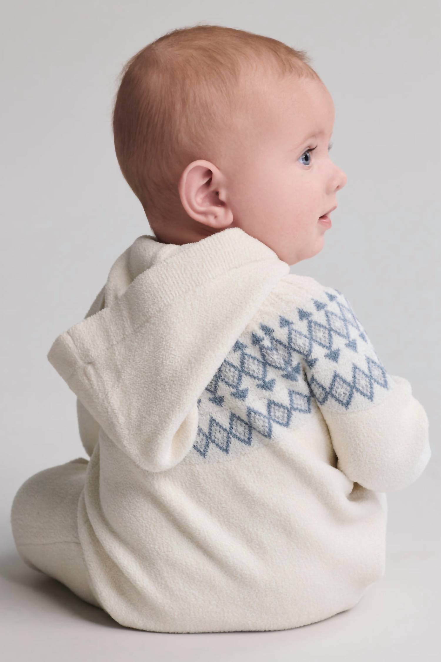 BAREFOOT DREAMS Cozychic Ultra Lite Baby Fair Isle Onesie in cream multi - kids' item - alternate view