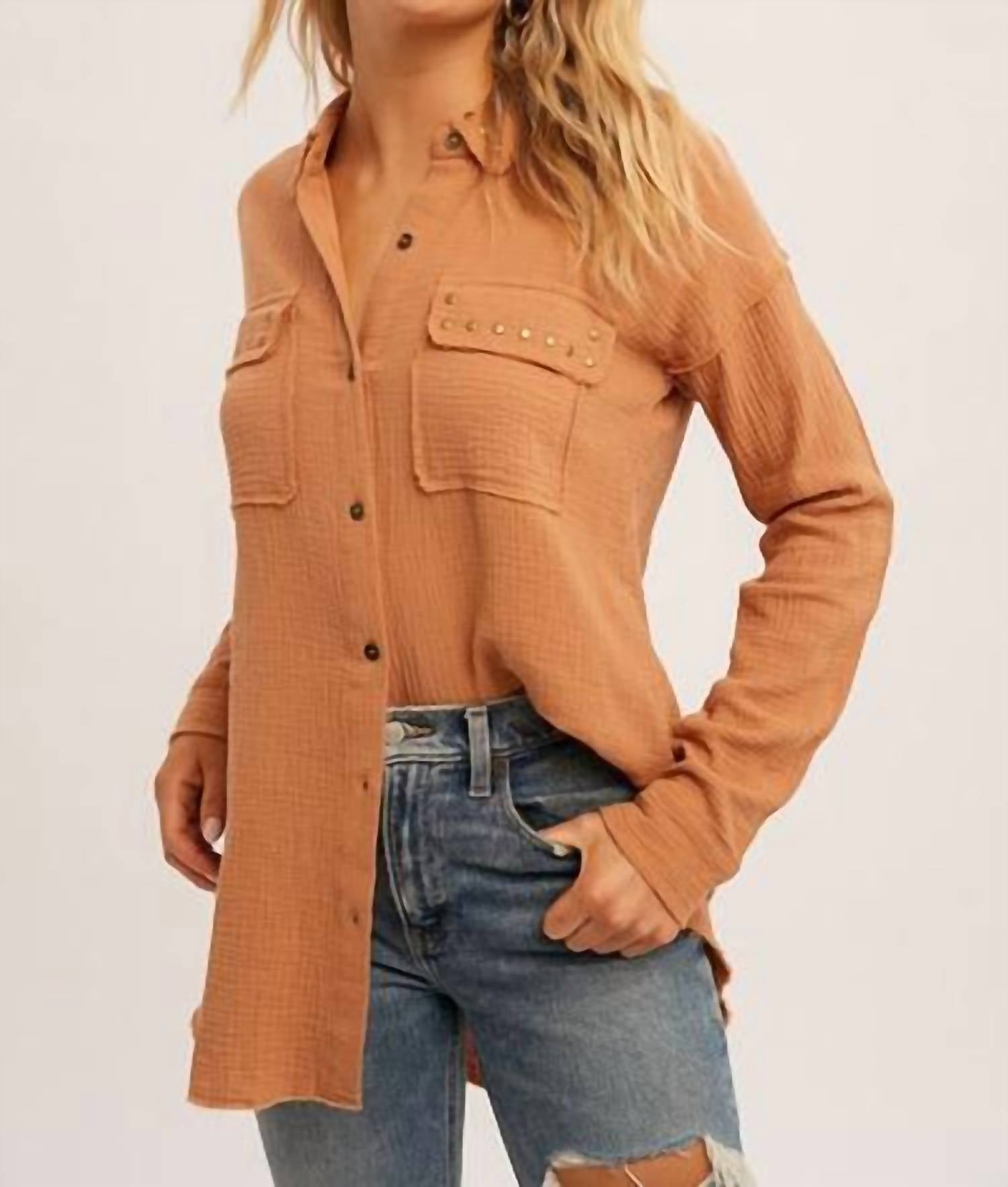 Hem & Thread - Brad Effect Button Up Blouse