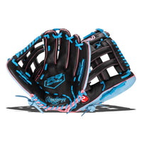 Rawlings R9 12.75" Baseball Glove - Regular in black blue pink - men's accessory - alternate view