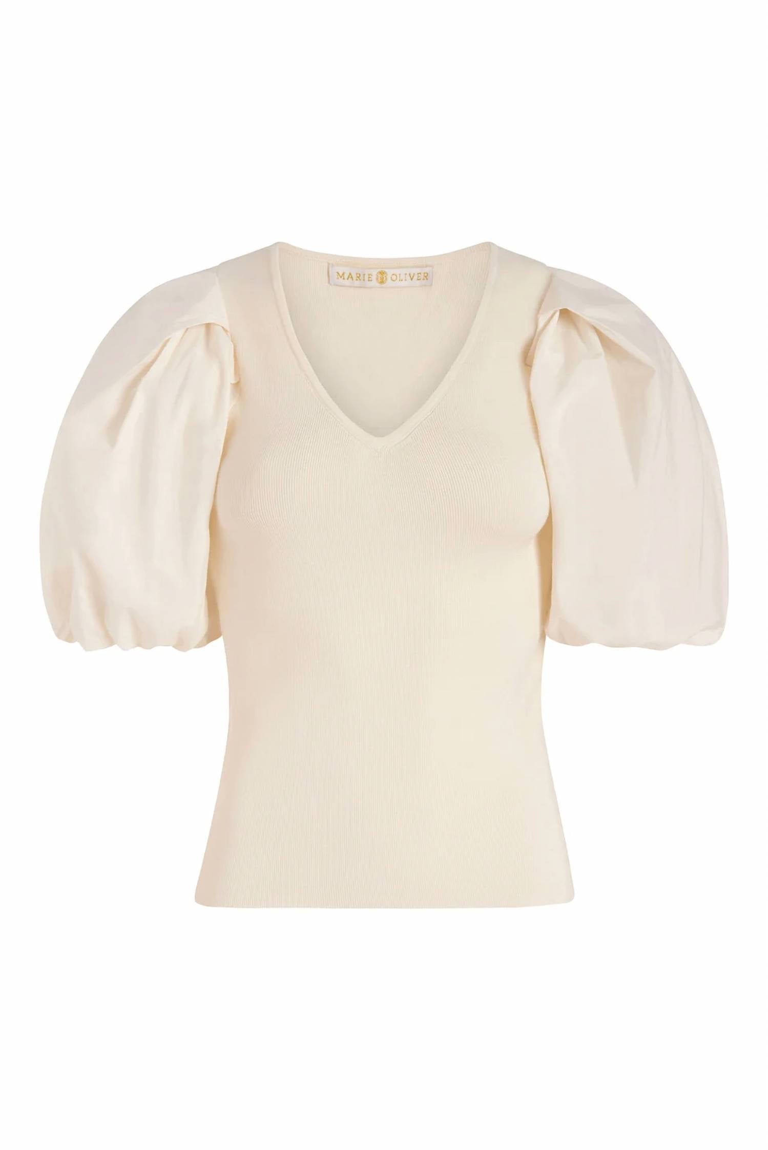 Marie Oliver - Shayna Mixed Media Rib Knit Tee Top