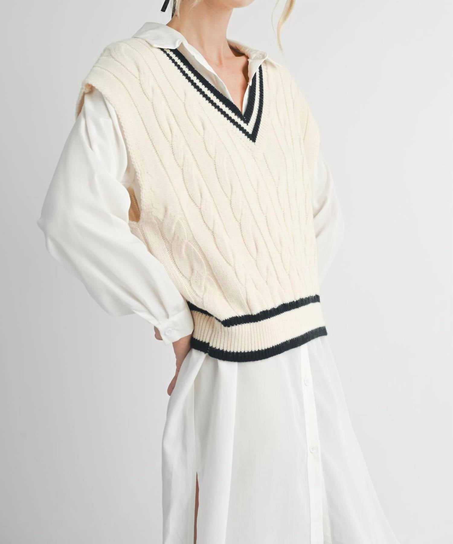 Sadie & Sage - Tara V Neck Cable Sweater