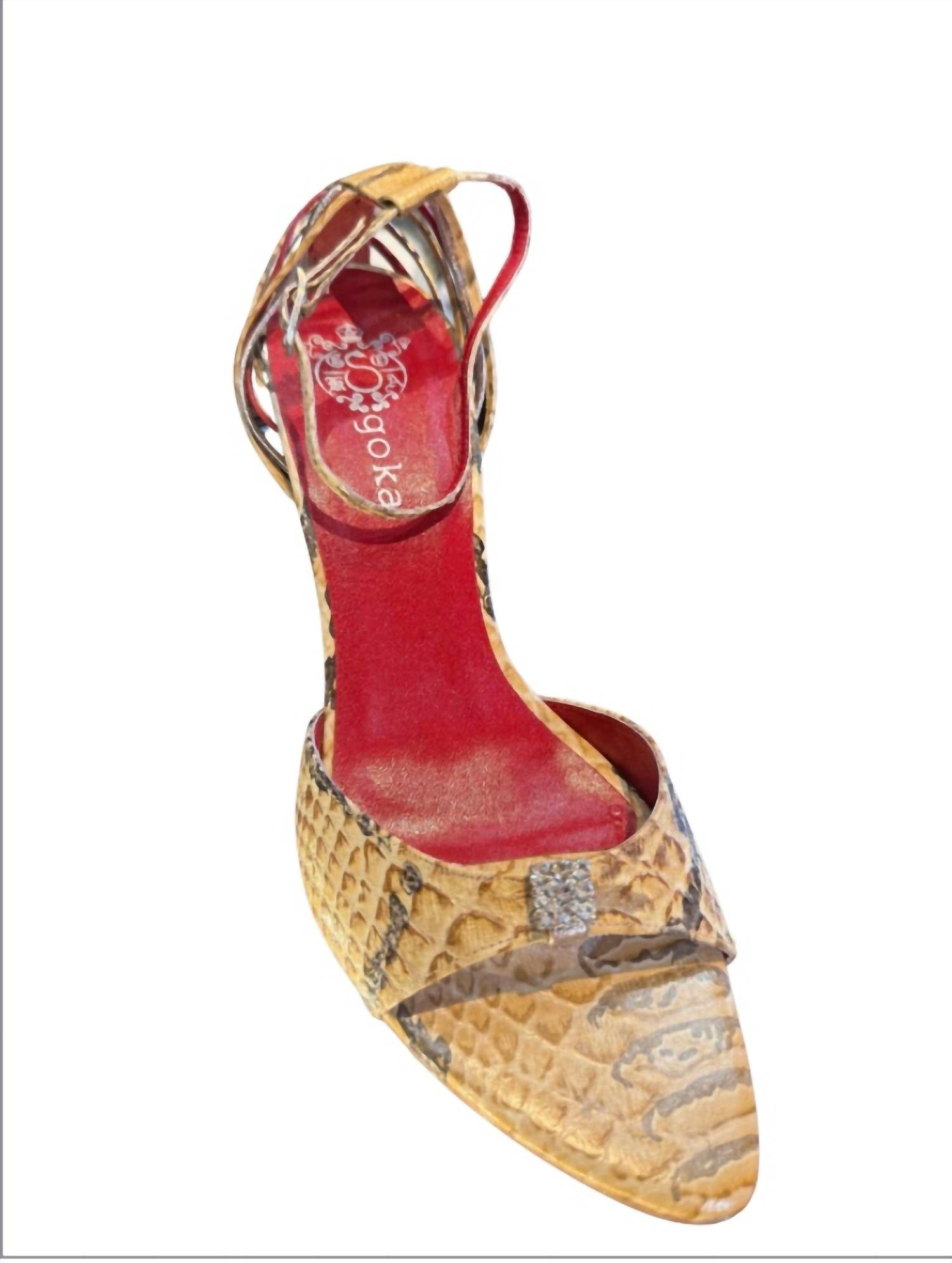 Goka Design - Women's Leather Snake Skin Open toe heel
