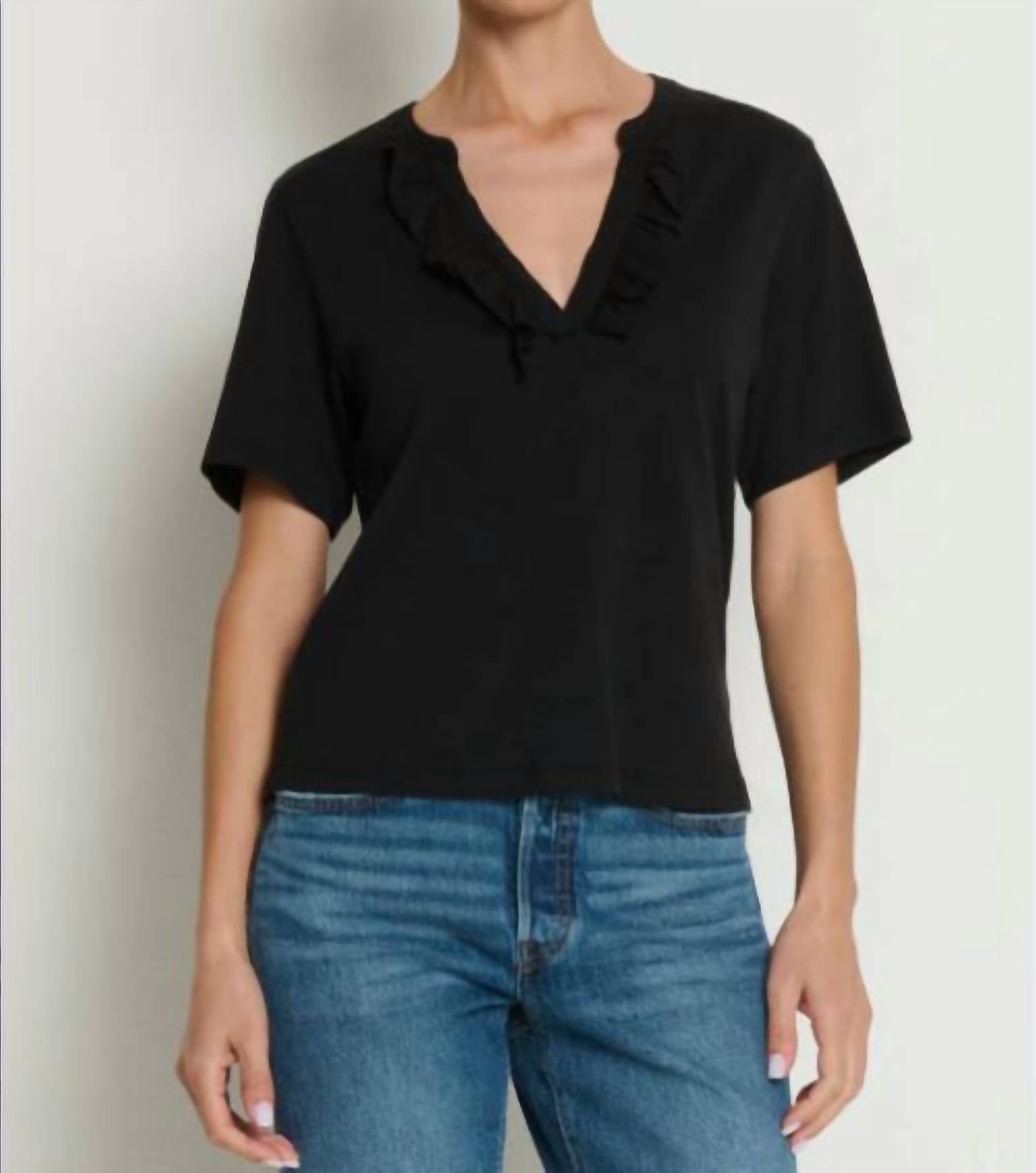 Nation Ltd - Blondie Short Sleeve Top With Ruffle