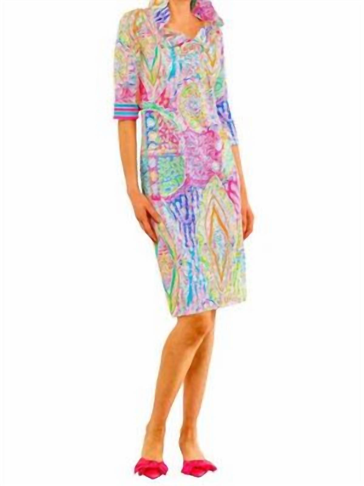 GRETCHEN SCOTT Ruffneck 3/4 sleeve Dress in brights - women's dress - view 5
