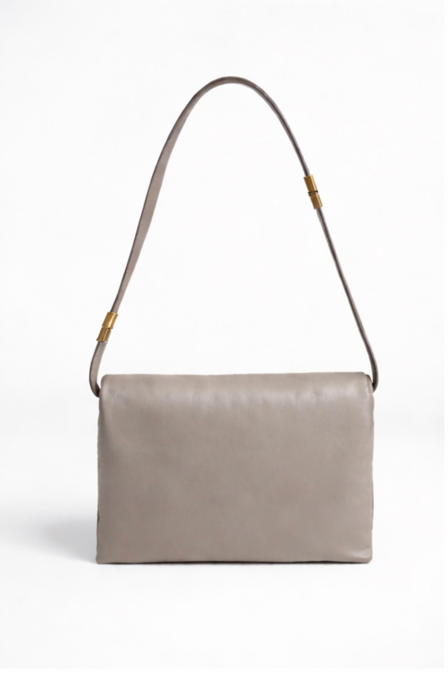 MARNI Women's Prism Leather Large Shoulder Bag in cork beige - women's bag