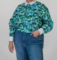 De Loreta - Nopal Button Down Long Sleeve Blouse - Plus