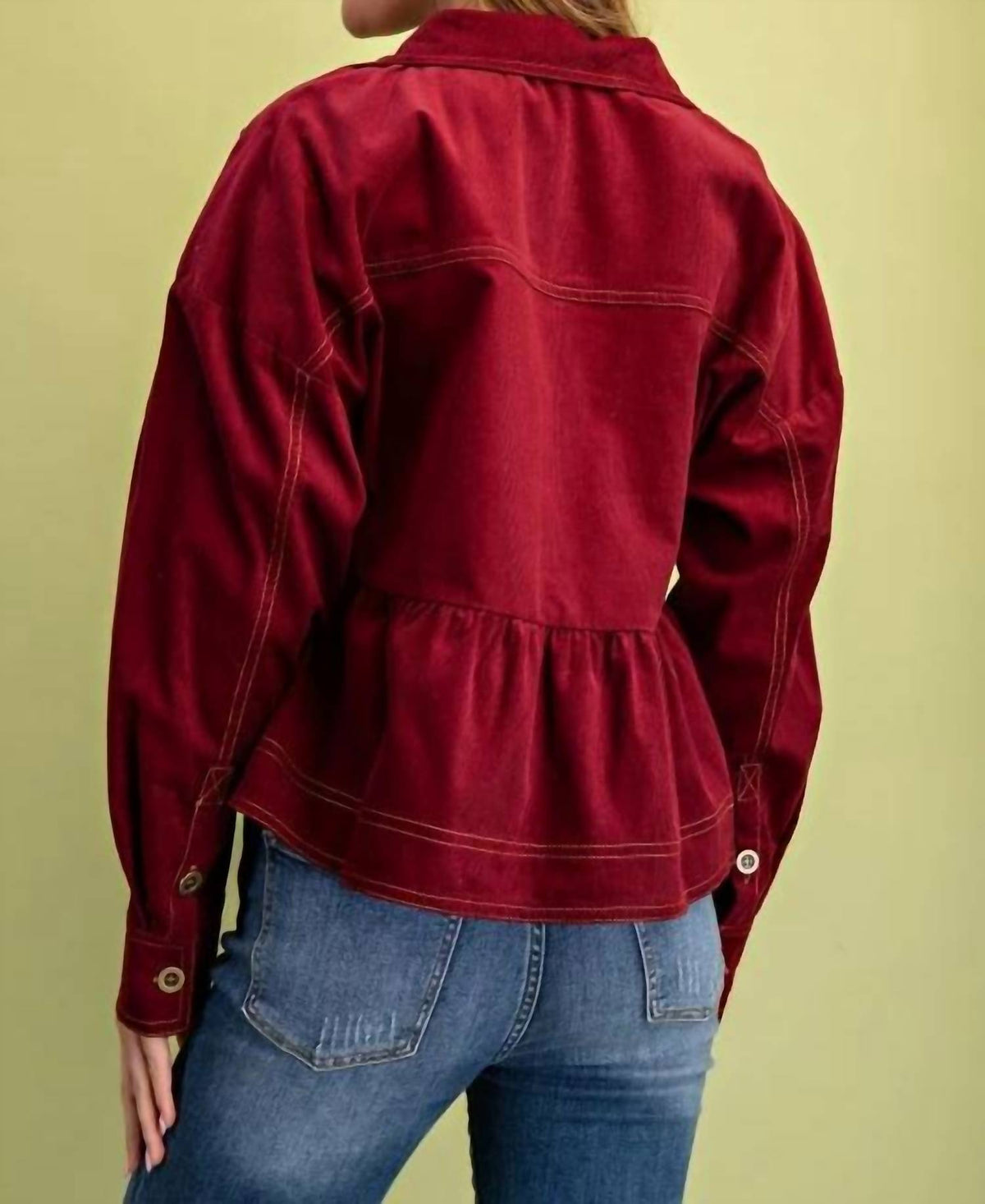 Gigio - Corduroy Babydoll Style Button Up Jacket