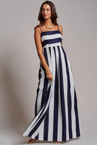 Urban Daizy - Vertical Stripe Smocked Back Maxi Dress