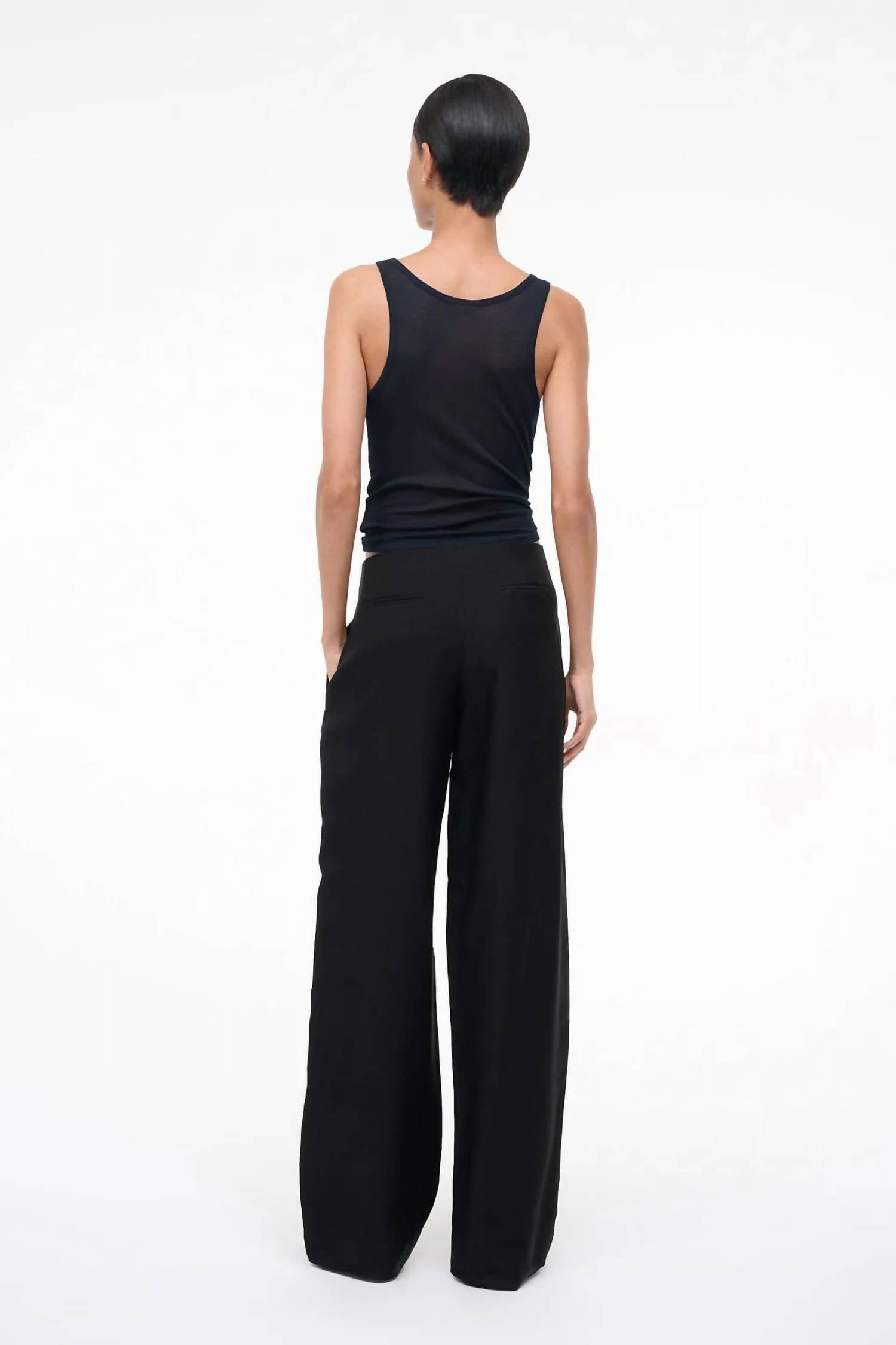 STAUD Pierre Pant Wide Leg Trouser in black - women's pants - alternate view