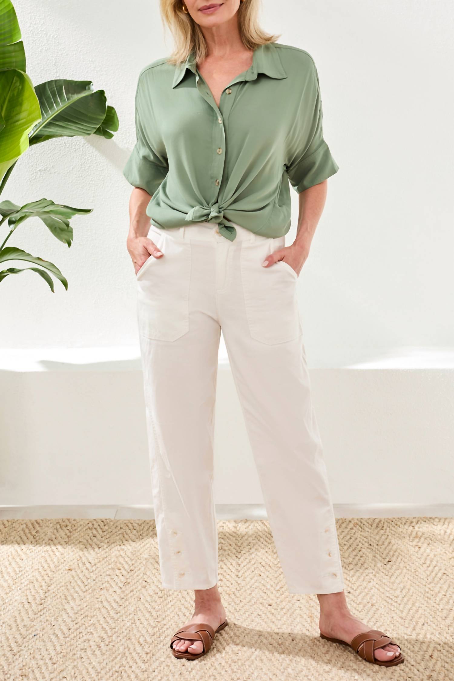 Tribal - FLY FRONT ANKLE PANT WITH BUTTON VENT
