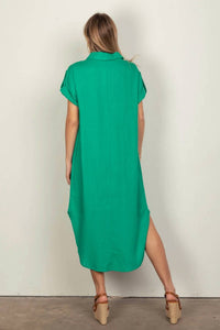 Very J - Oversized Solid Linen Woven Midi Dress