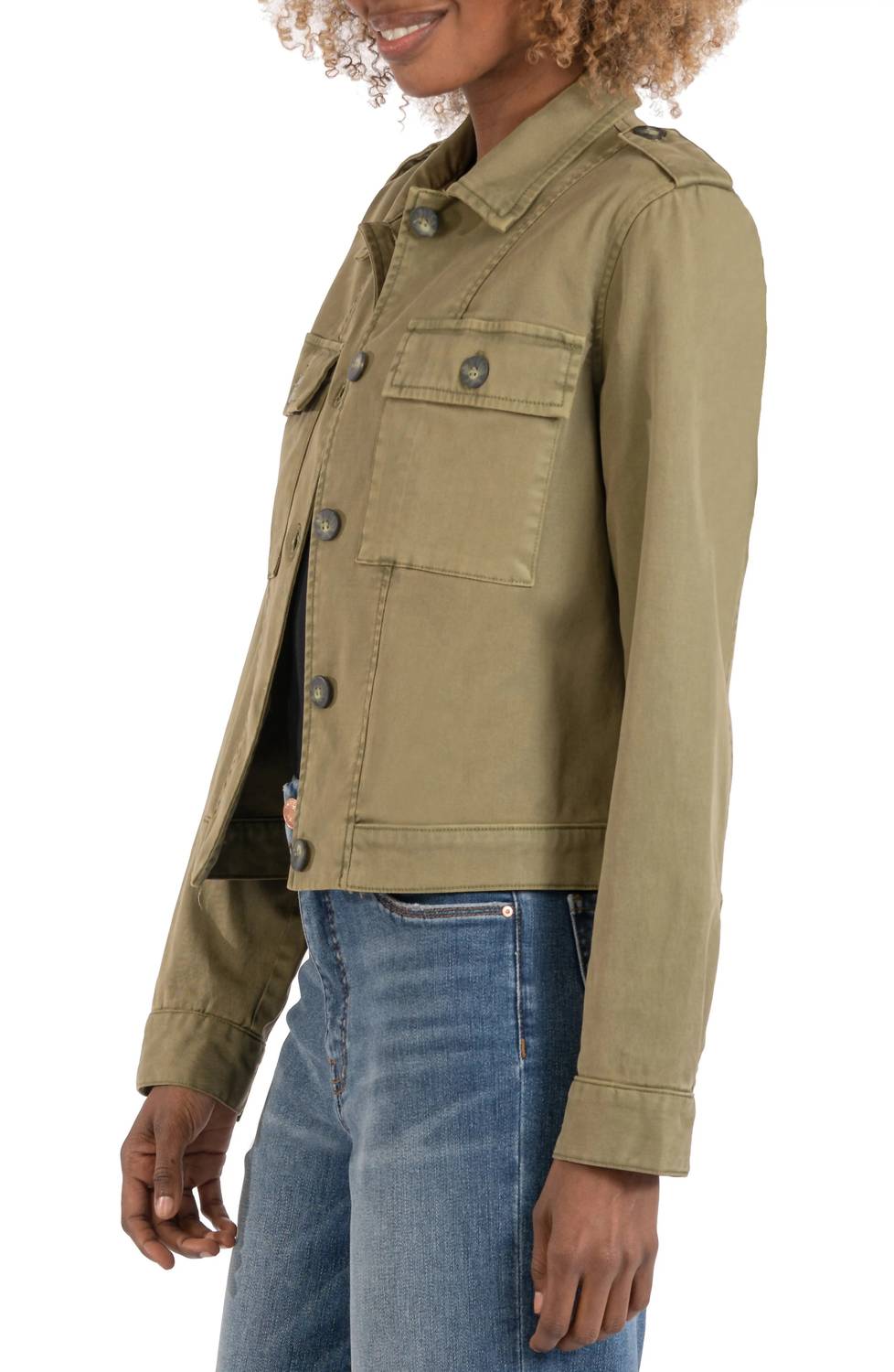 Kut From The Kloth - Rosalyn Twill Trucker Jacket With Flap Pockets