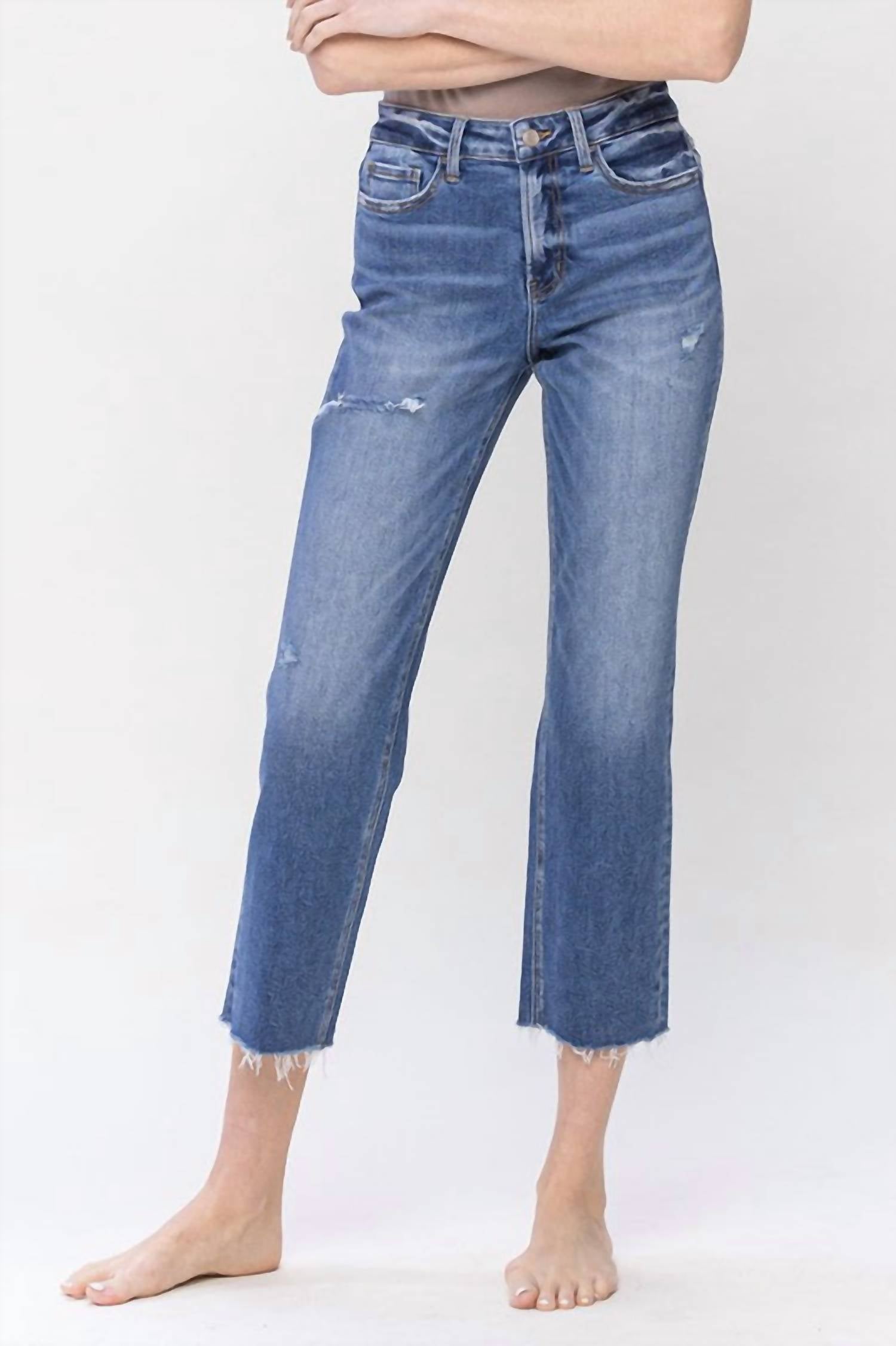 VERVET BY FLYING MONKEY Marissa High Rise Cropped Straight Jeans - Plus in enchangtingly - women's jeans