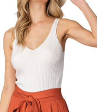 Ee:Some - Ribbed V Neck Tank Top