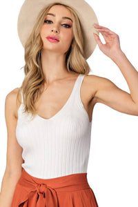 Ee:Some - Ribbed V Neck Tank Top