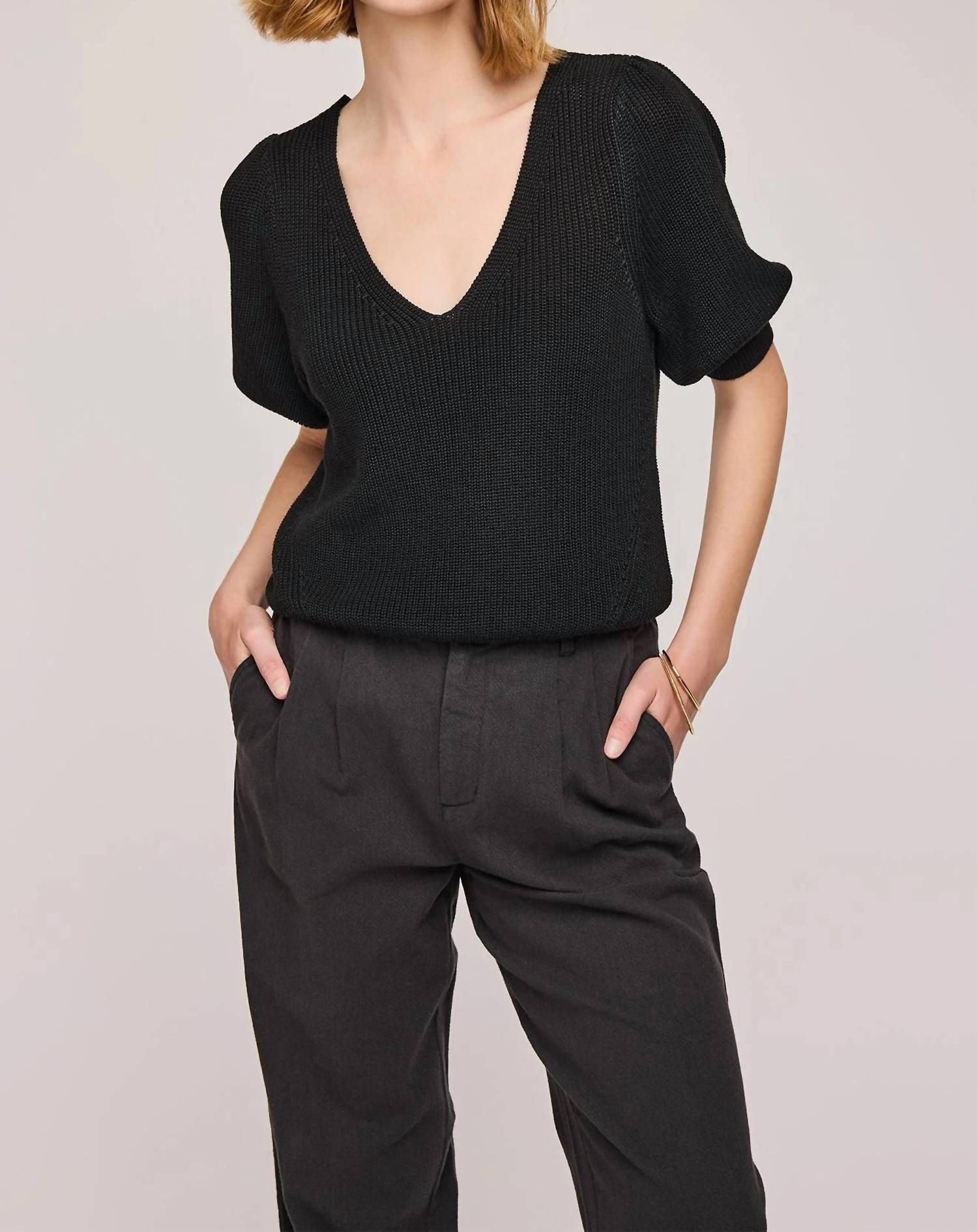 Gentle Fawn - V-neck Short Sleeve Knit Top