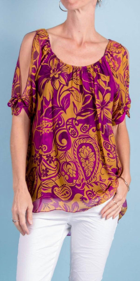 Gigi Moda - Vacanza Silk Short Sleeve Blouse