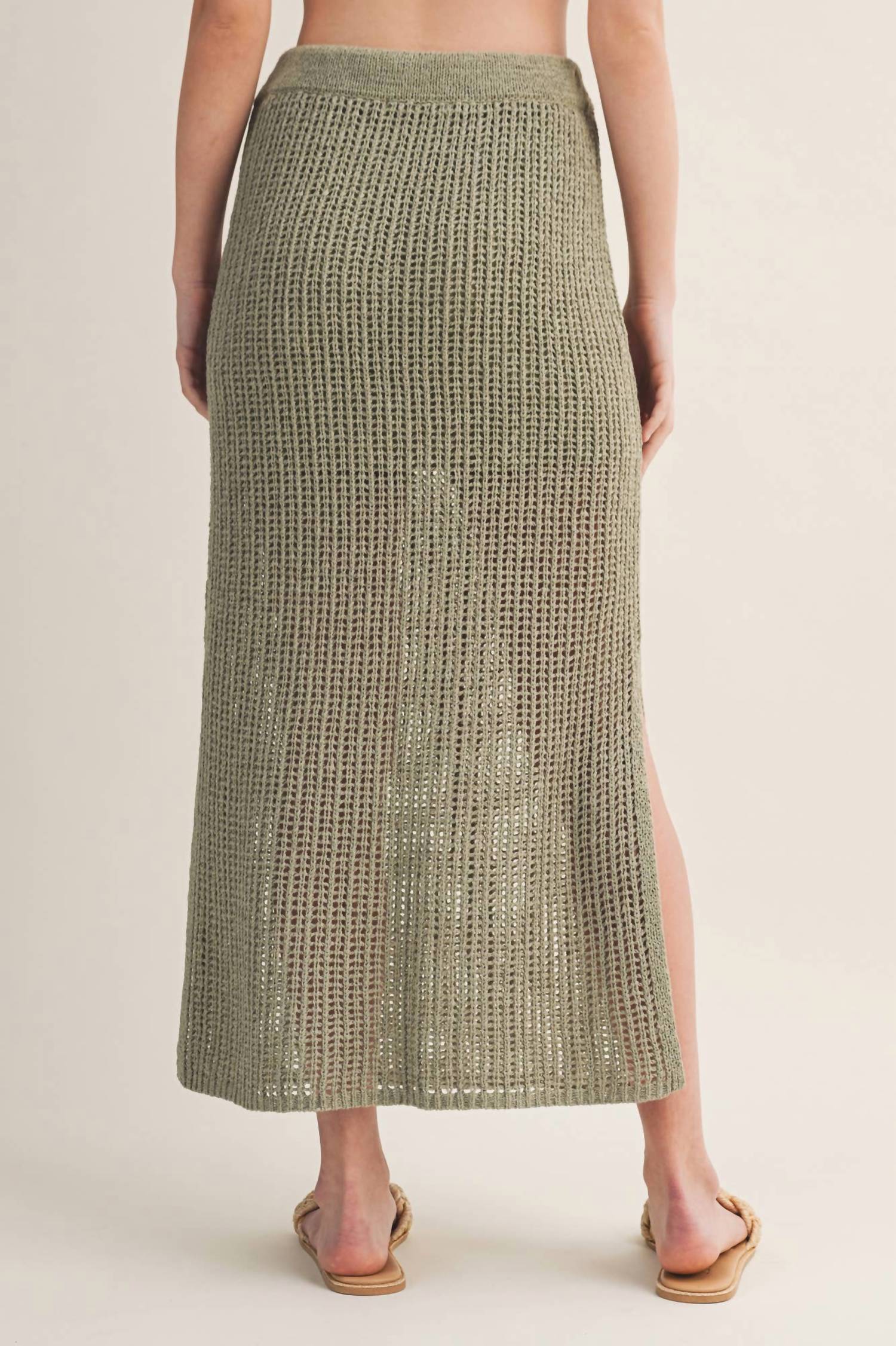 Mustard Seed Jada Crochet Skirt in green - women's skirt - alternate view