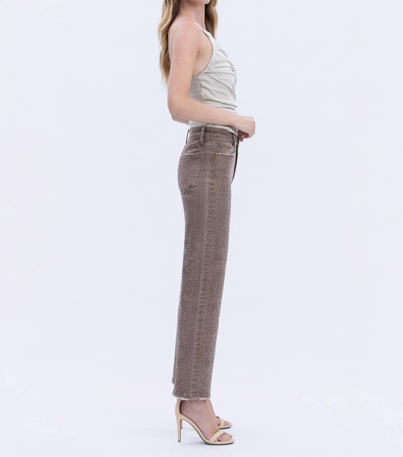 Vervet By Flying Monkey - Rhinestone Embellished Slim Wide Jeans