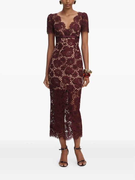 Self-Portrait - Floral Lace Midi Dress