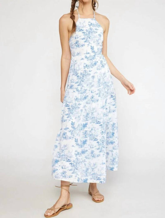 Entro - Toile Print Tie Back Midi Dress