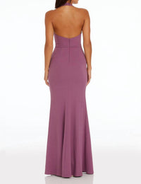DRESS THE POPULATION Paige Halter Neck Mermaid Gown in orchid - women's dress - detail view