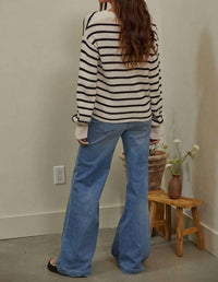 By Together - Knit Sweater Striped V-Neck Cardigan