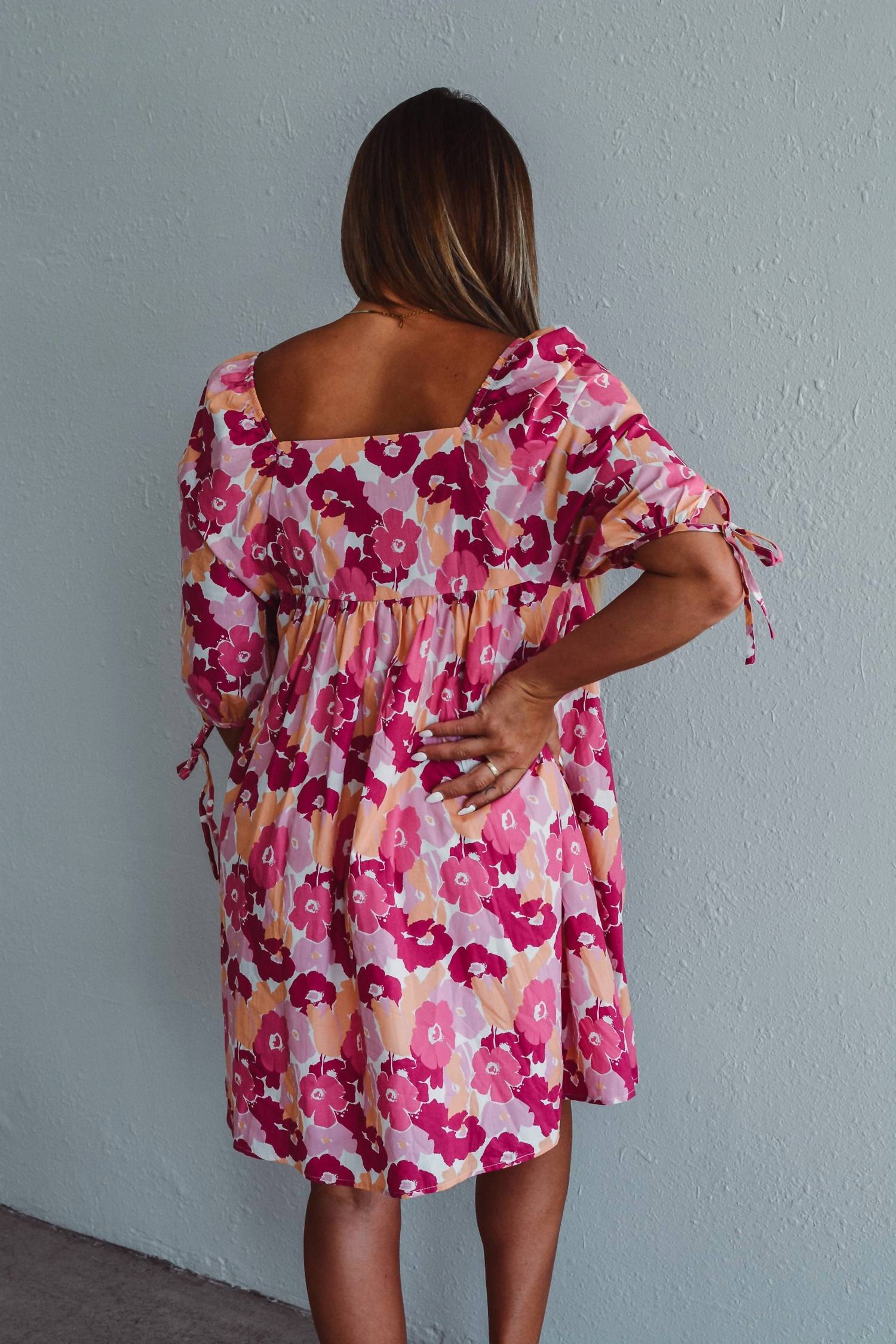 Hayden LA Puff Petal Floral Dress in pink - women's dress - detail view