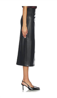 Cami NYC Lorena Vegan Faux Leather Midi Skirt in black - women's skirt - alternate view