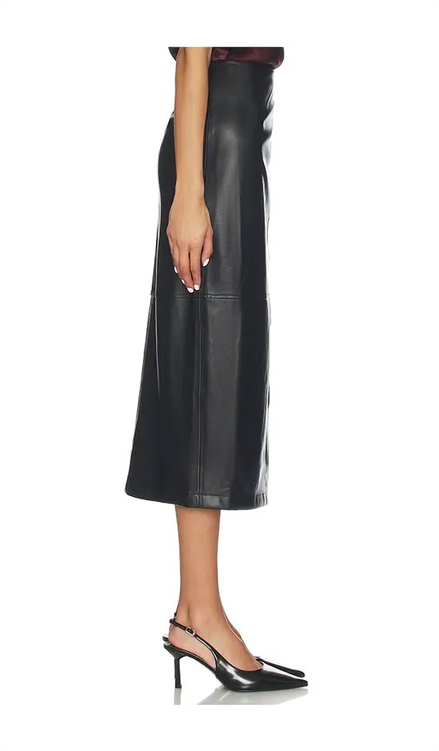 Cami NYC Lorena Vegan Faux Leather Midi Skirt in black - women's skirt - alternate view