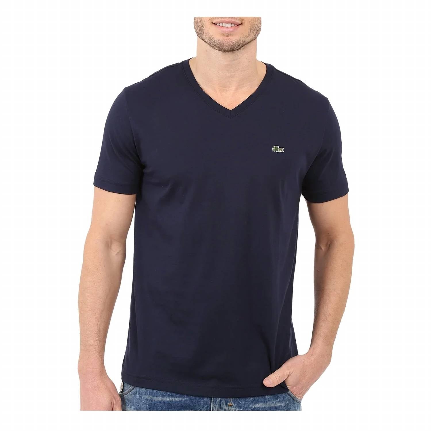 Lacoste - Men's Standard Short Sleeve Pima V-neck Tee