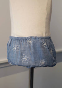 Mayoral - Girl's Two Piece Denim Dress With Embroidered Flowers
