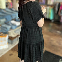 Gigio - Textured Loose Fit Dress With Bow Ties