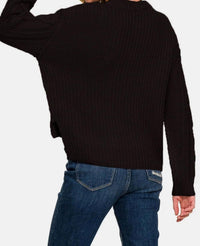 Zenana - Cropped High Low Cable Sweater With Side Slits