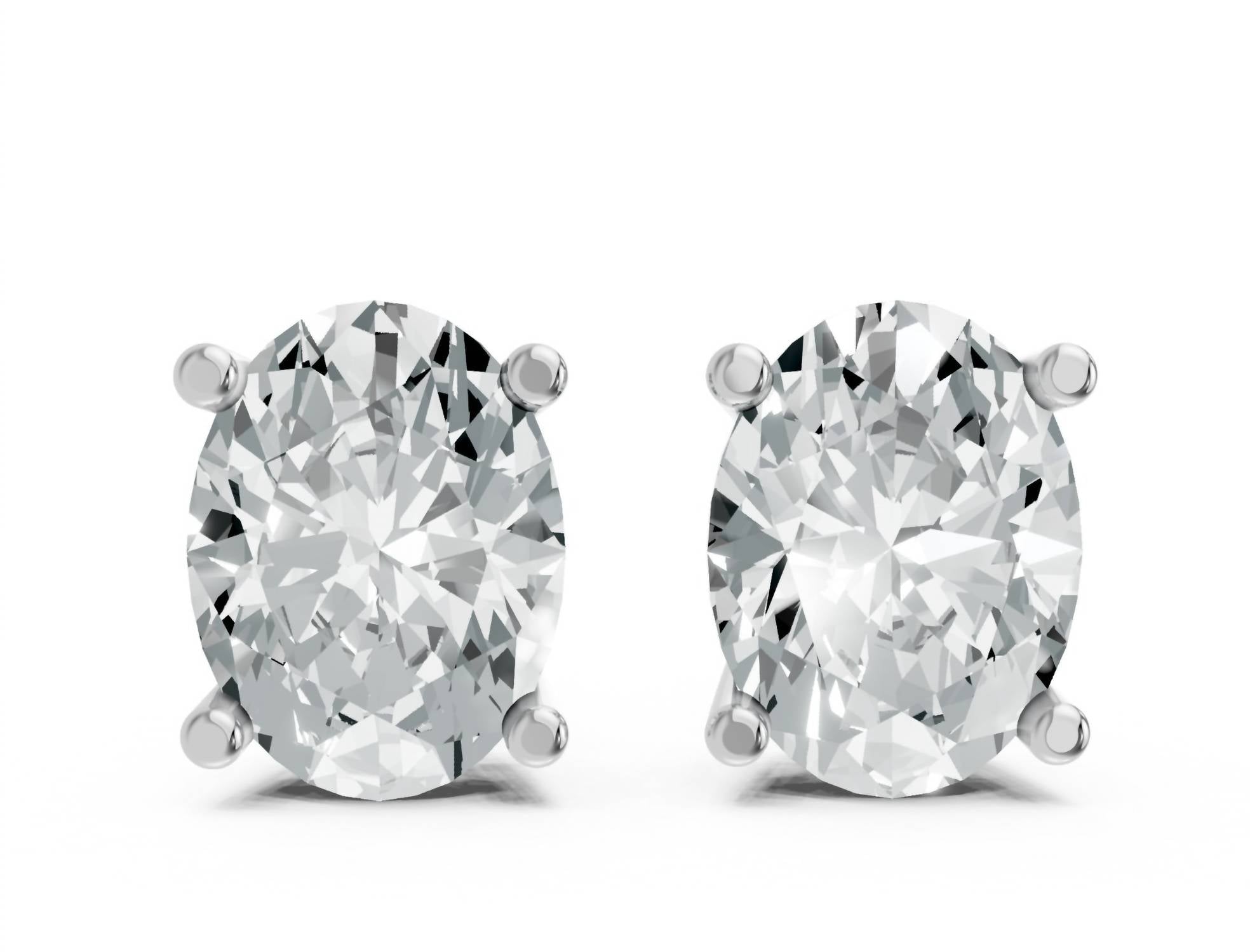 Aamiaa - Women's Oval Shape 4 Prong Push Back Studs