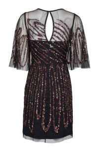 Aidan Mattox - Women's Embellished Keyhole Back Mesh Dress