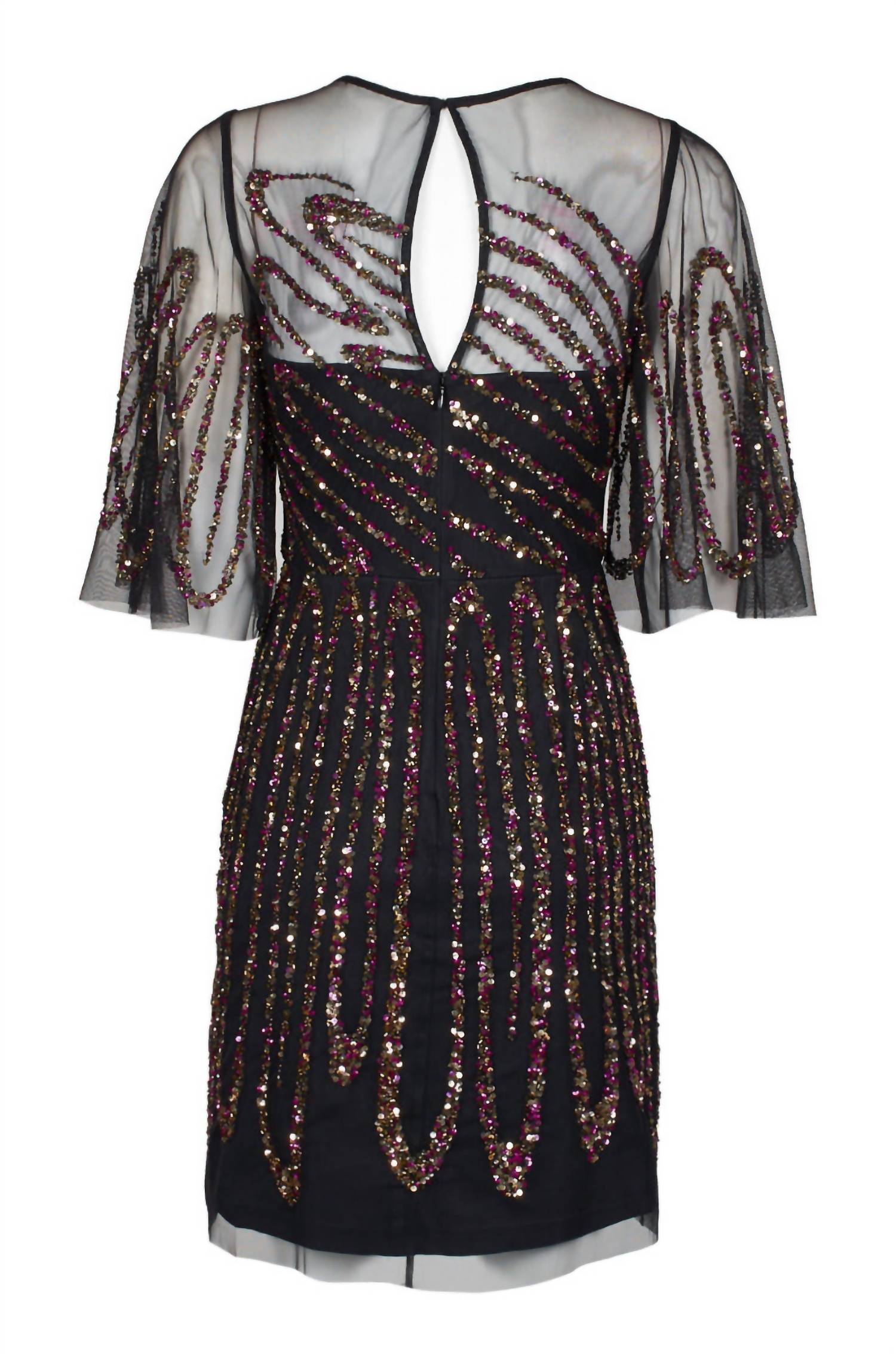Aidan Mattox - Women's Embellished Keyhole Back Mesh Dress